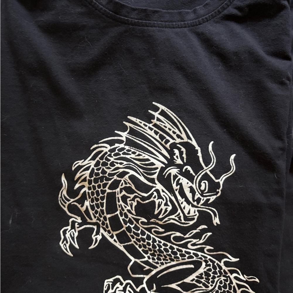 SHEIN Black Dragon Print Tee